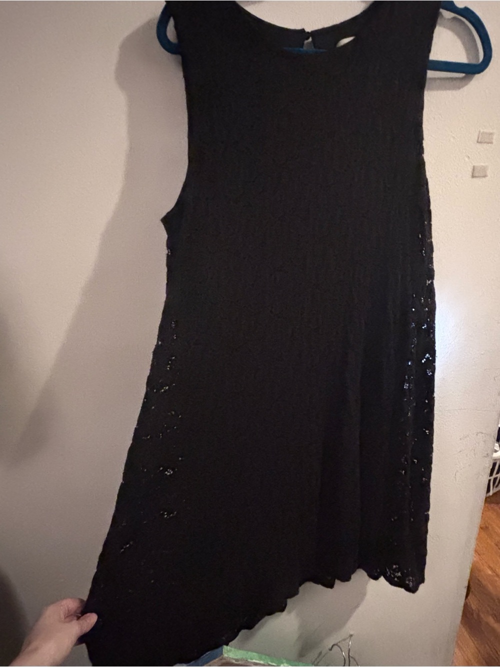 Calvin Klein Black Sleeveless Lace-Trim Shift Dress